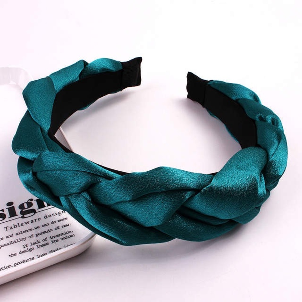 Teal Satin Braided Headband